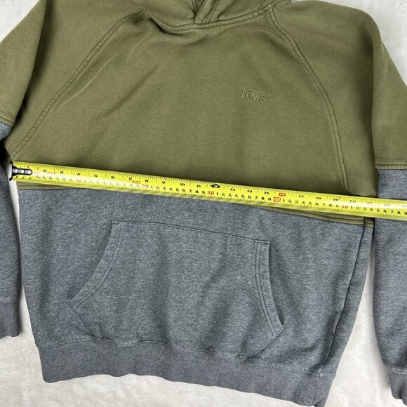 Levi's Sweatshirt Men's Medium Green/Grey Hoodie Long Sleeve Pullover Sweater - Picture 7 of 8